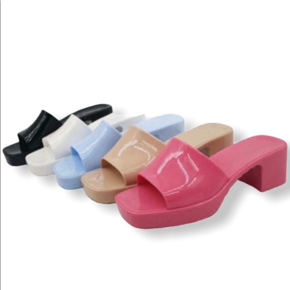 Beige Jelly Block Heels - Picture 7 of 12